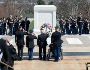 Medal of Honor Recipients salute the Tomb of the Unknown on National Medal of Honor Day, Arlington National Cemetery, Arlington, VA.